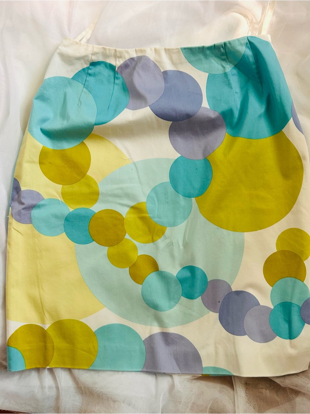 Talbots multi color Mini Skirt with Teal, Yellow, Aqua & Gray Circles